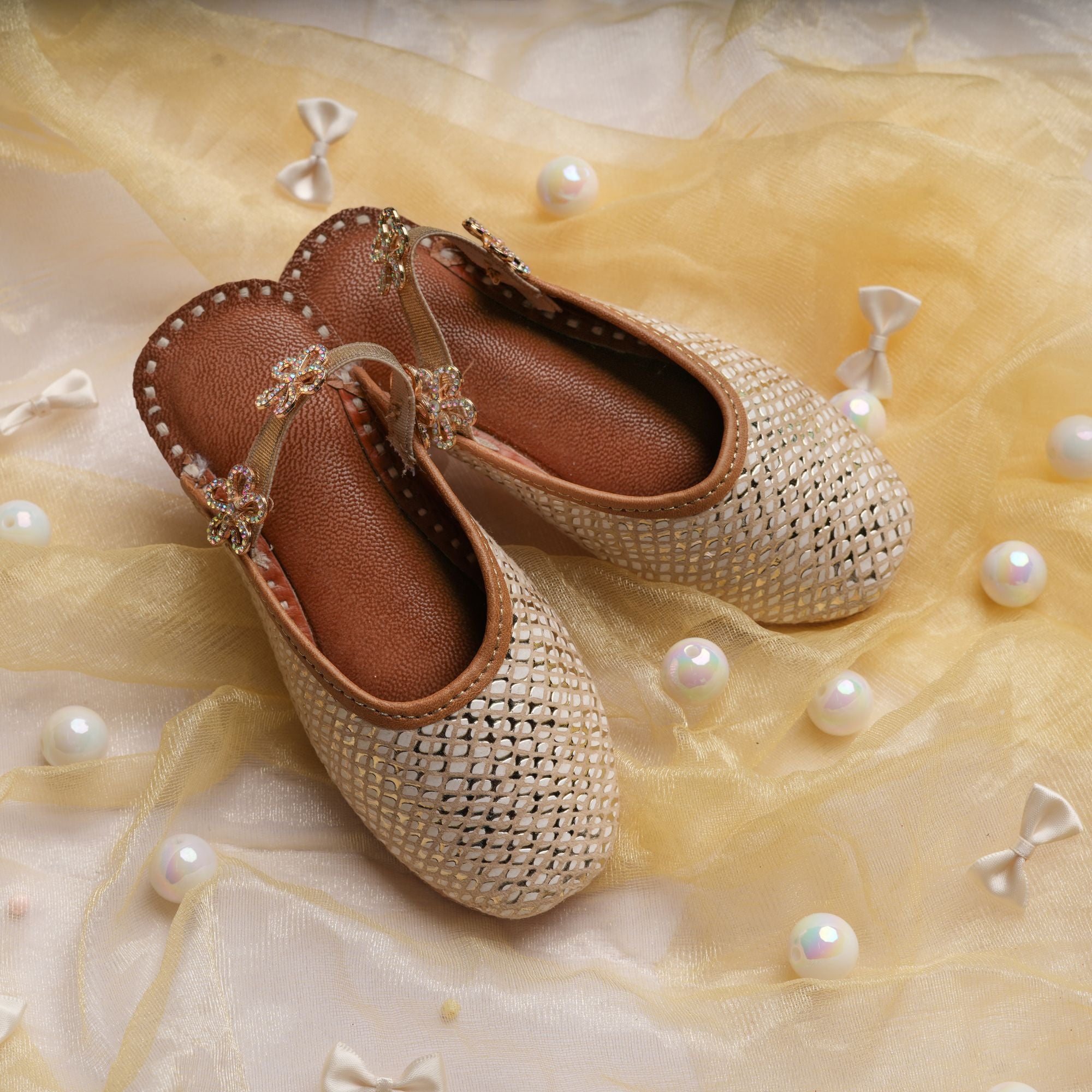 Gold Dalia Glitter Embellished Mules