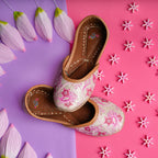 Pink Rosa Glittery Floral Motif Juttis