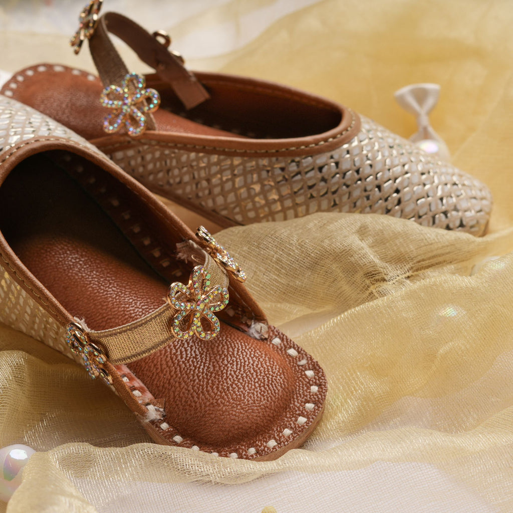 Gold Dalia Glitter Embellished Mules