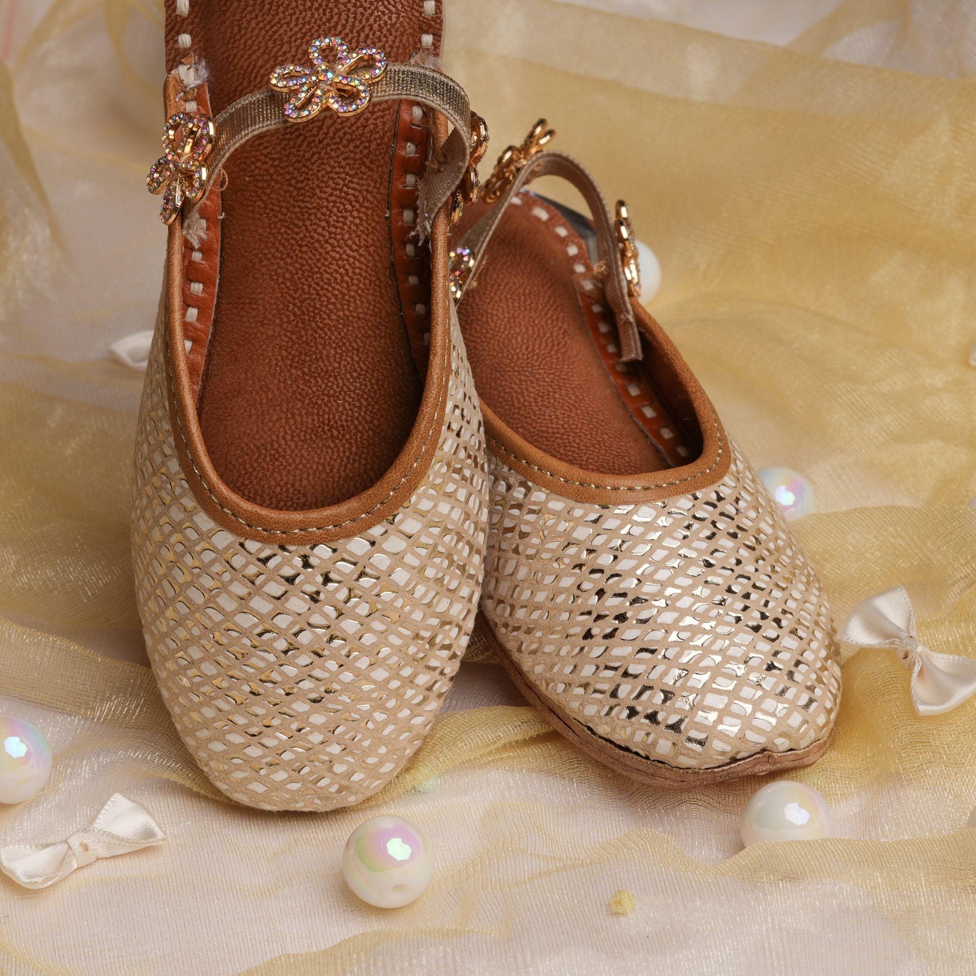 Gold Dalia Glitter Embellished Mules