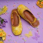 Yellow Zinnia Textured Pattern Mules