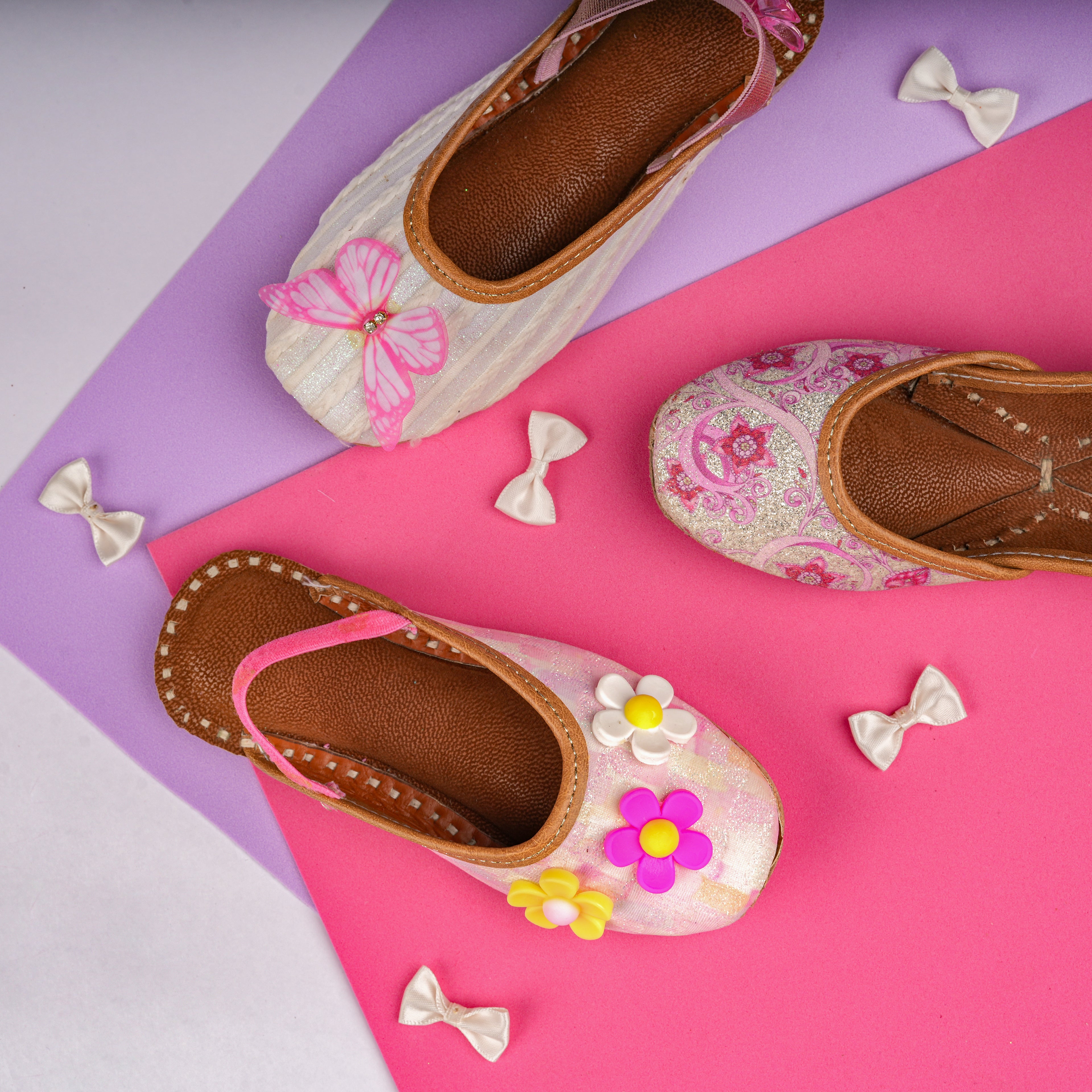 White Iris Butterfly Embellished Mules